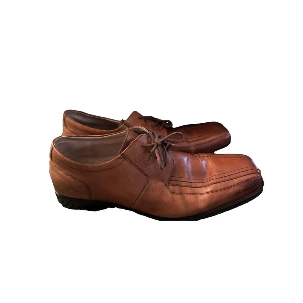 Stacy Adams Redzone Cognac 13 Wide Mens Square‎ Toe Leather Oxford Dress Shoes